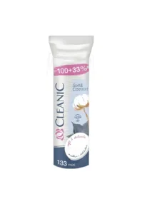 Paquet de 133 disques à démaquiller Cleanic Soft & Comfort 100% coton pur pour peaux sensibles.