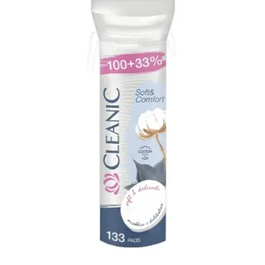 Paquet de 133 disques à démaquiller Cleanic Soft & Comfort 100% coton pur pour peaux sensibles.