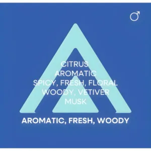 Pyramide olfactive pour le parfum homme Colour Me Abstract Art. Notes : Agrumes, Aromatique, Épicé, Boisé, Vétiver, Musc.