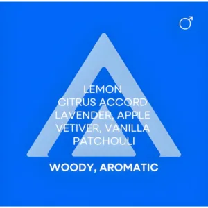 Composition olfactive du parfum Colour Me Azure : notes de tête citron, accord d'agrumes, cœur lavande, pomme, fond vétiver, vanille, patchouli.