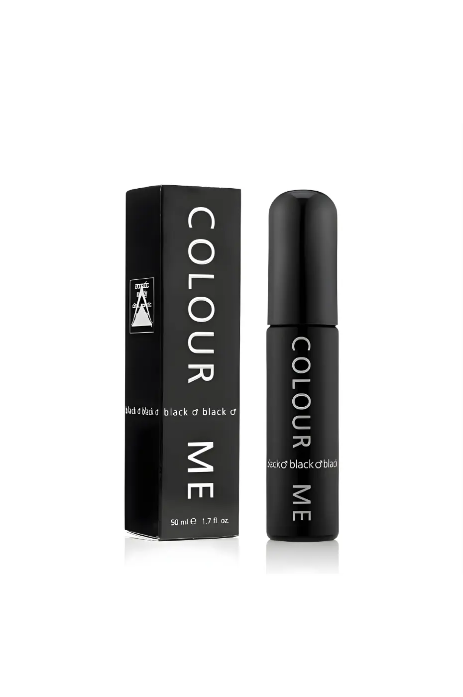 Colour Me Black Flacon et boîte du parfum Milton-Lloyd Colour Me Black pour homme, boisé, 50 ml, pour un style confiant.