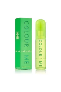 Flacon et emballage vert néon du parfum Colour Me Volt pour homme, une fragrance aromatique aux notes d'agrumes et de musc.