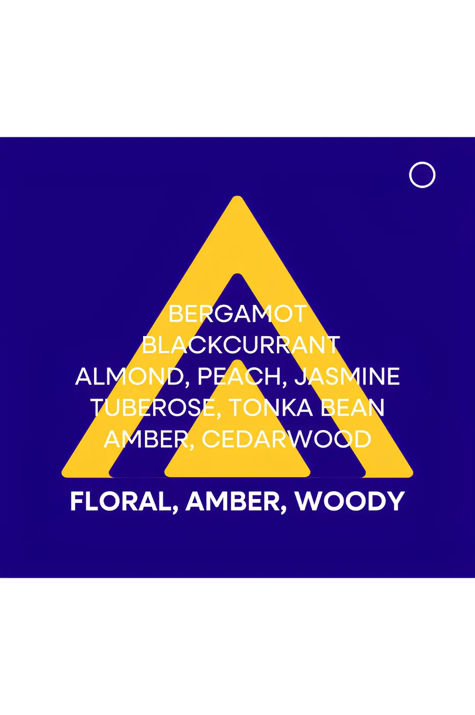Parfum Mixte Florale & Ambrée Pyramide olfactive du parfum Colour Me Indigo : notes de bergamote, jasmin, tonka, bois de cèdre et ambre.