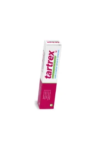 Boîte du dentifrice TARTREX naturel, soin complet pour dents et gencives, enrichi en fluor et huiles essentielles.