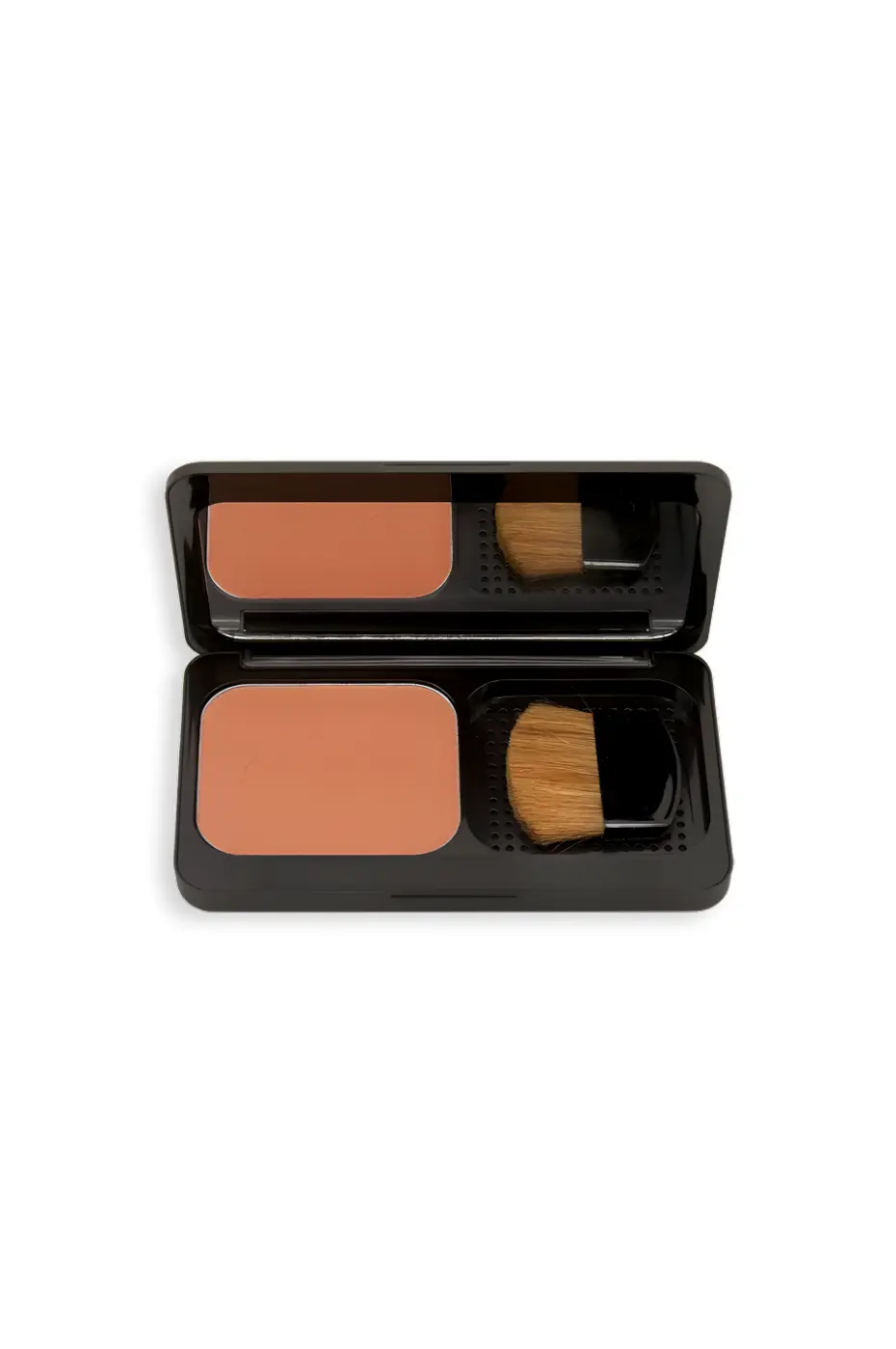 YVES-MOREL-Blush-HD-N02-Pêche-1 Yves Morel Blush compact pêche avec miroir et pinceau, idéal pour une application précise et un effet bonne mine naturel.