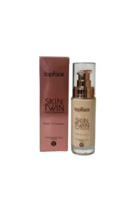Fond de teint Topface Skin Twin Cover nuance N005, flacon pompe 32ml et son emballage rose doré. SPF 20 et fini satiné.