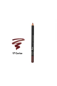 Crayon à lèvres AS Kozmetik N°17 Cerise avec un trait de texture crémeuse bordeaux sur fond blanc.