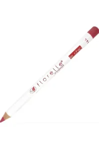 Crayon à lèvres blanc Florelle Le Chic n°111, mine taillée rouge clair, sur fond blanc. Texture crémeuse et fini mat.