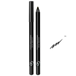 Crayon eyeliner noir Golden Rose Dream Eyes 401 avec capuchon et trait de texture pigmenté sur fond blanc.