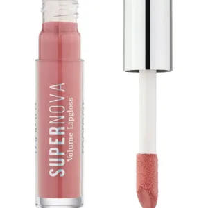 Gloss volumateur TopFace Supernova N°005 Aura, flacon transparent avec applicateur, teinte rose hydratante au squalène.