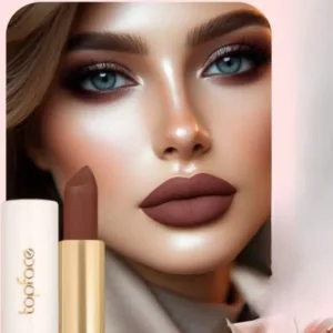 Rouge à lèvres Topface Soft Matte N008 Red Brown, fini velours hydratant enrichi à l'acide hyaluronique.