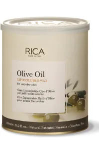 Pot de cire liposoluble Rica à l'huile d'olive 800ml pour peaux très sèches, formule sans colophane fabriquée en Italie.