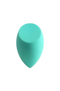 Éponge de maquillage ergonomique LUKASI de couleur turquoise avec une face plane pour une application homogène du teint.