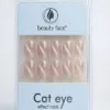 Boîte de 24 faux ongles Beauty Face effet Cat Eye coloris nude rosé scintillant, finition gel brillant de qualité salon.