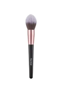 Pinceau à poudre Flormar avec manche noir, ferrule rose doré et poils denses bicolores pour un fini naturel.
