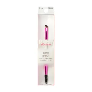 Pinceau à sourcils Ruby Kisses avec embout biseauté rose et goupillon noir pour structurer le regard avec précision.