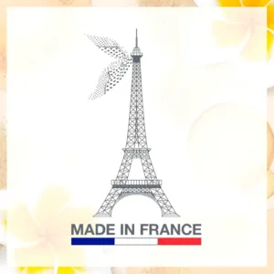 Logo Made in France avec illustration de la Tour Eiffel et drapeau tricolore. Garantie d'une fabrication française.
