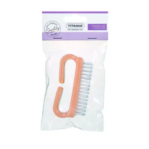 Brosse à ongles ergonomique TITANIA 7061/R orange avec poils en nylon, conçue pour un nettoyage précis des mains et ongles.