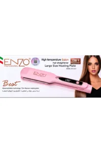 Lisseur cheveux rose ENZO Professional EN-3221 à affichage digital LCD avec plaques larges en titane.