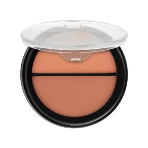 Boîtier ouvert de fard à joues compact duo Topface Instyle Twin Blush aux teintes poudrées naturelles sur fond blanc.
