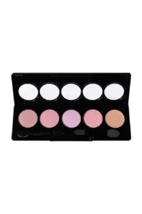 Palette de fards à paupières Yves Morel 12 Pinky avec 5 teintes roses et neutres et un applicateur.