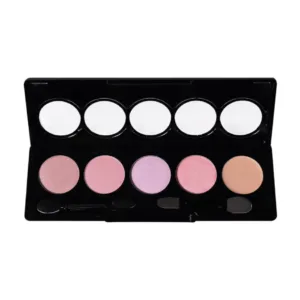 Palette de fards à paupières Yves Morel 12 Pinky avec 5 teintes roses et neutres et un applicateur.