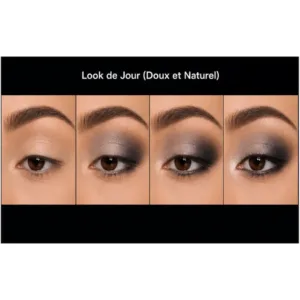 Tutoriel fard à paupières Yves Morel n°10 Smokey : 4 étapes pour réaliser un maquillage des yeux doux et naturel.